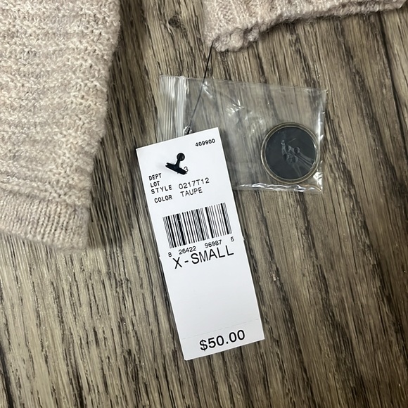NWT AB Studio Button Taupe Cardigan size XS - Picture 4 of 5